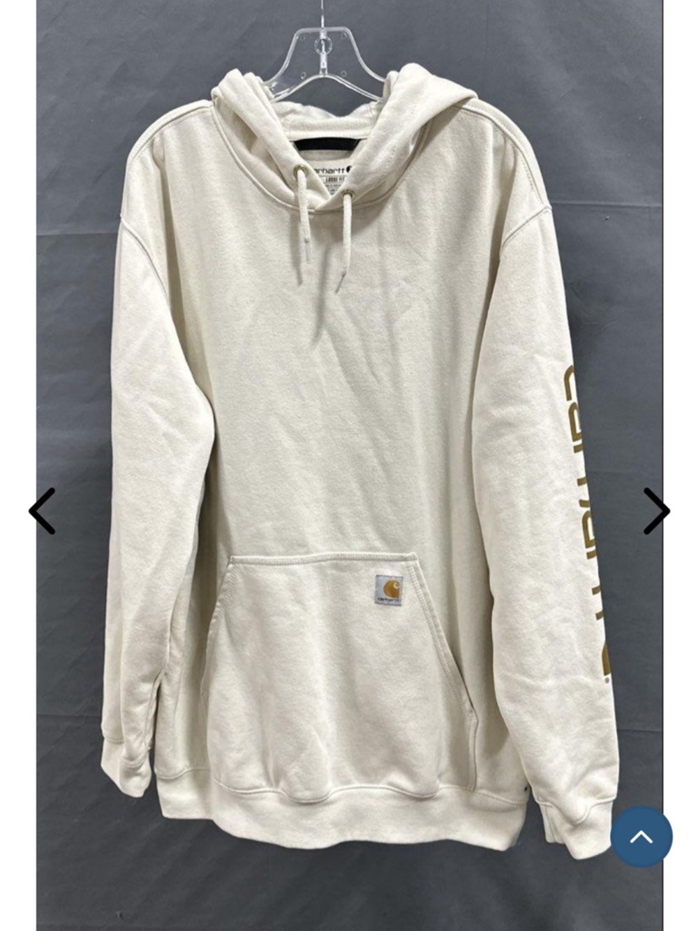 Carhartt Men’s Cream Pullover Hoodie with Sleeve Logo